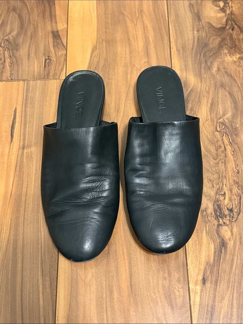 Vince Black Leather Slip-On Mules — Minimalist Slide
